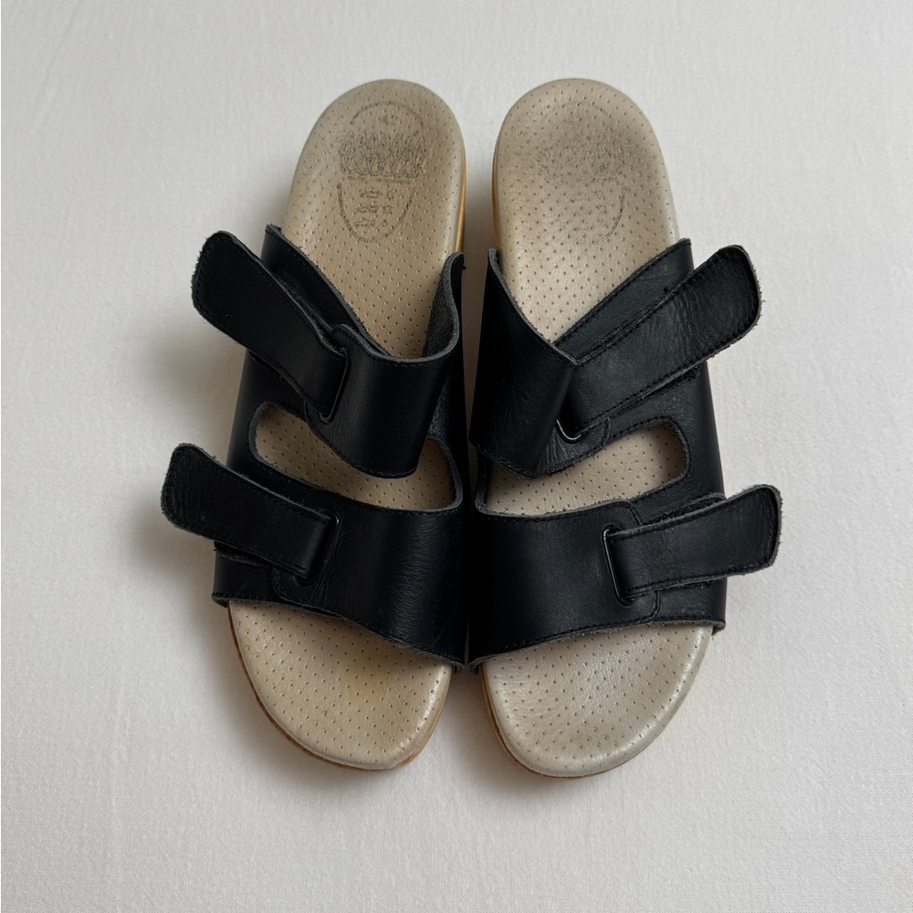 J Rubio Z Coil Platform Spring Black Leather Clogs Sandals Luver Size EU 42 - Picture 3 of 14